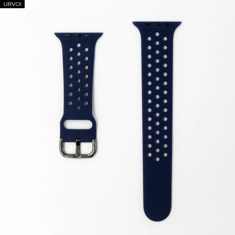 Dark Blue Ремешок URVOI для apple watch 5 4 3 2 1 ремешок для iwatch NIKE силиконовый спортивный ремешок 40 мм 44 мм аксессуары для часов 40 мм мягкий дышащий - Цвет ремешка: Dark Blue