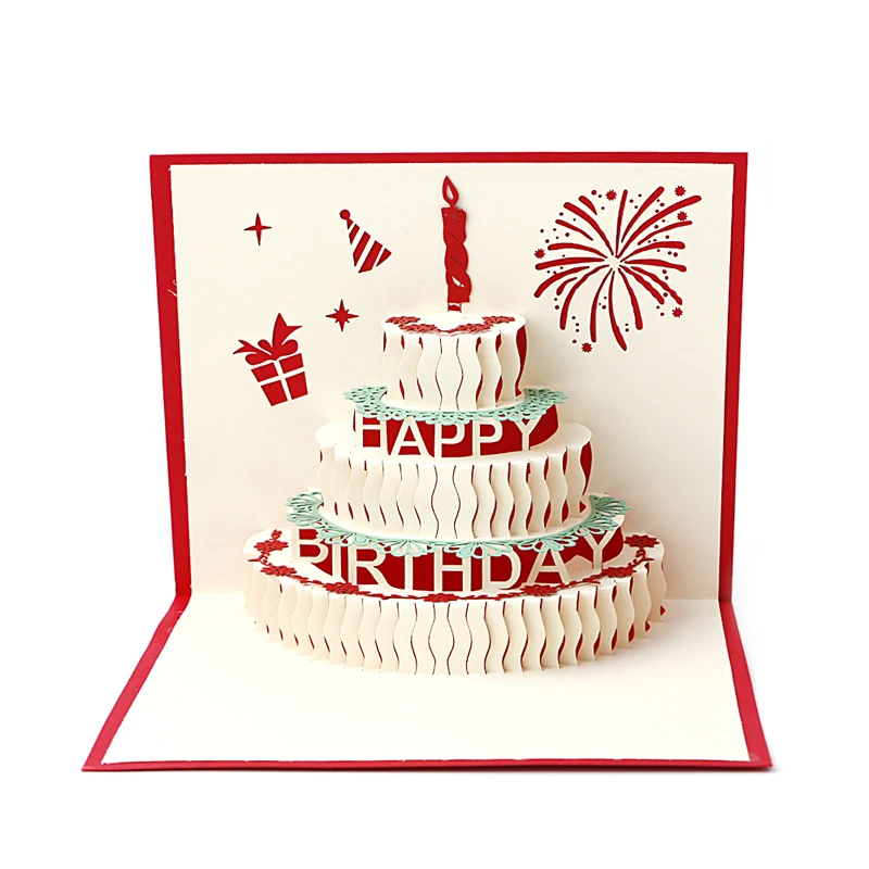 3d Stereoscopic Greeting Card Handmade Gift Decoupage Birthday Cake