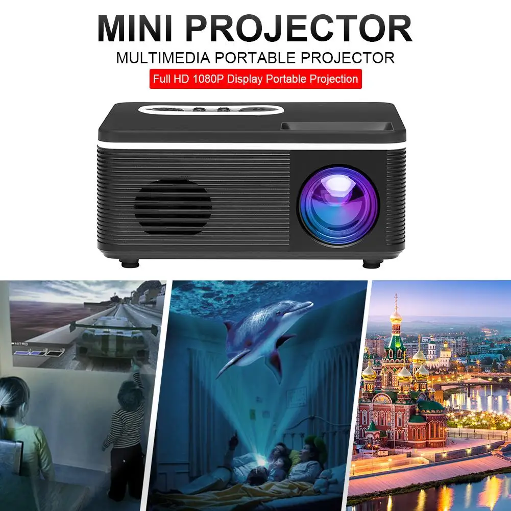 

Mini Projector Full HD 1080P Display Portable Movie Projection Device Compatible with TV Stick PS4 HDMI TF AV USB