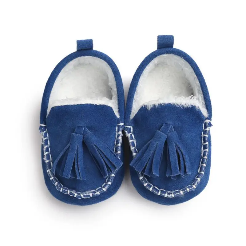 Зимние детские из искусственной кожи детские угги детские мокасины для новорожденных принцесса детская обувь S2 - Цвет: Синий