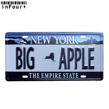 Нью-Йорк Big Apple металл автомобилей номерных знаков Винтаж для домашнего декора металлическая Олово Вход дом декоративный Металл Знак холодный металл доска