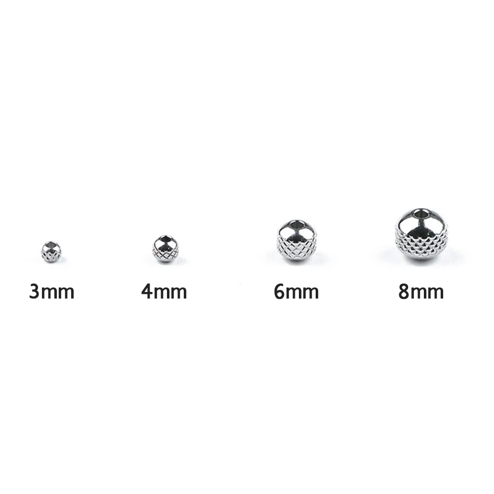 WYLeeS Grid/Tire shape Stainless steel beads 3 4 6 8mm Round Spacer Loose Beads for Jewelry Necklace Bracelet Making DIY Finding stainless steel beads