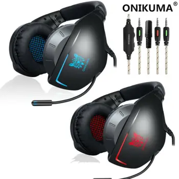 

ONIKUMA K7 Stereo Bass Surround Gaming Headset for PS4 Pro Xbox One with Light Headphone PC Mic Gray Computer Gamer Laptop