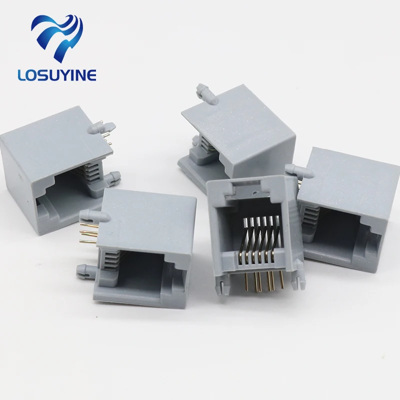 10PCS/Lot RJ12 socket telephone 90 degrees 6pin crystal female 6p6c