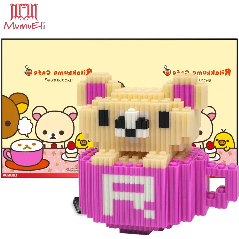 MUMUELI Korilakkuma Cup Mini 1000-1500 штук DIY аниме Рисунок 3D модель комплект блоки головоломки здание для детей Детские игрушки KL-XHB