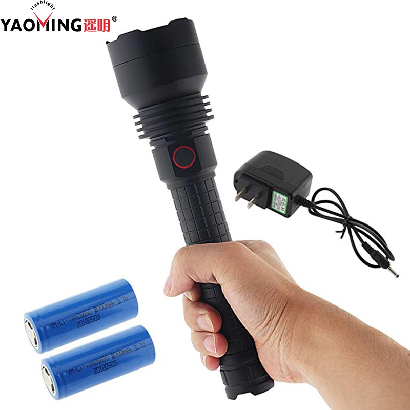

YAOMING Tactical Flashlights Heavy-Duty 18 W CREE XHP50 LED High 2300 Lumen Rechargeable Flashlights with 4000mAh 26650 Battery