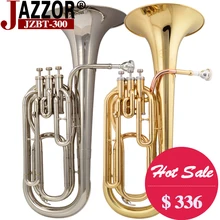Free shipping Professional baritone horn JAZZOR JZBT-300 B Flat Gold Baritone brass wind instrument with mouthpiece & case