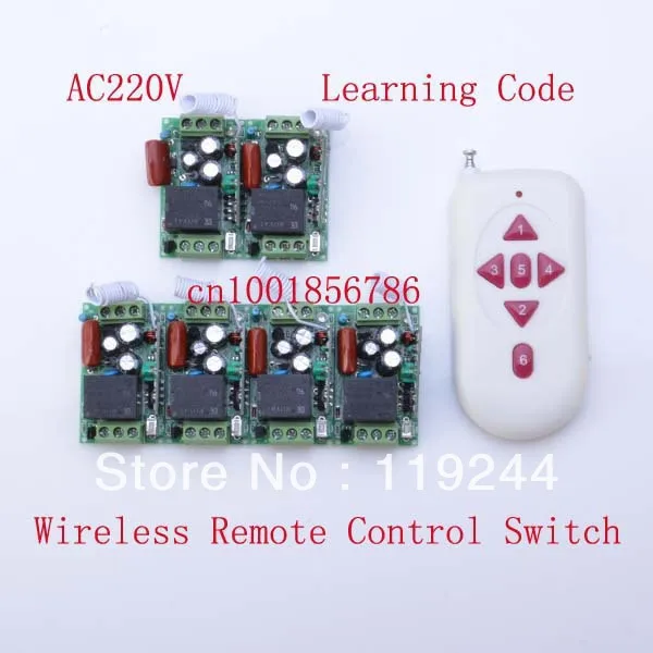 

220V 1CH Radio RF Wireless Remote Control Switch 6Receiver& transmitter Learning Code 315/433Mhz mini size