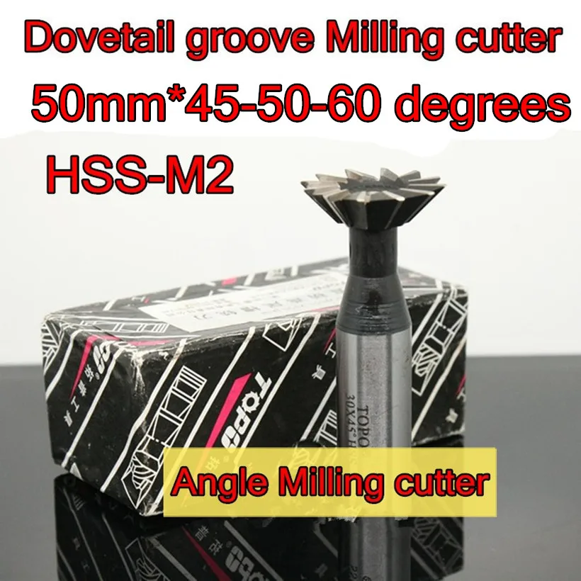 50mm*16mm Petiole*45 55 60 degrees HSS Dovetail Groove Milling cutter Angle Milling cutter Free
