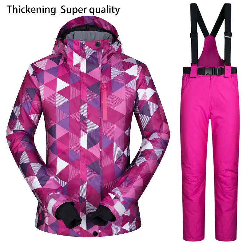 Traje de esquí de invierno las mujeres a prueba de viento impermeable y transpirable Mujer CSJTZ nieve chaqueta y pantalones de esquí de las mujeres chaqueta de Snowboard marcas
