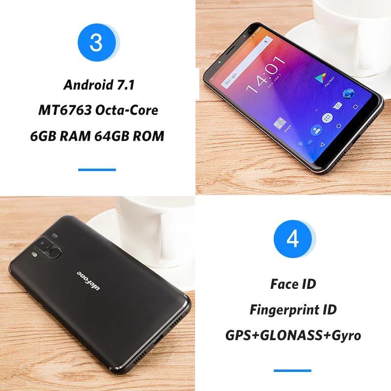 Ulefone Мощность 3 6 0 &quot18:9 Экран мобильного телефона MT6763 Восьмиядерный ГБ + 64 Android 7 1