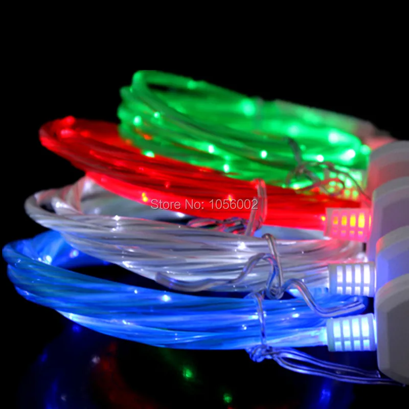  Free shipping 1m 3FT Visible Flowing LED Luminous 8pin usb data sync charger cable cord line for iphone 5 5s 6 6s for ipad mini 