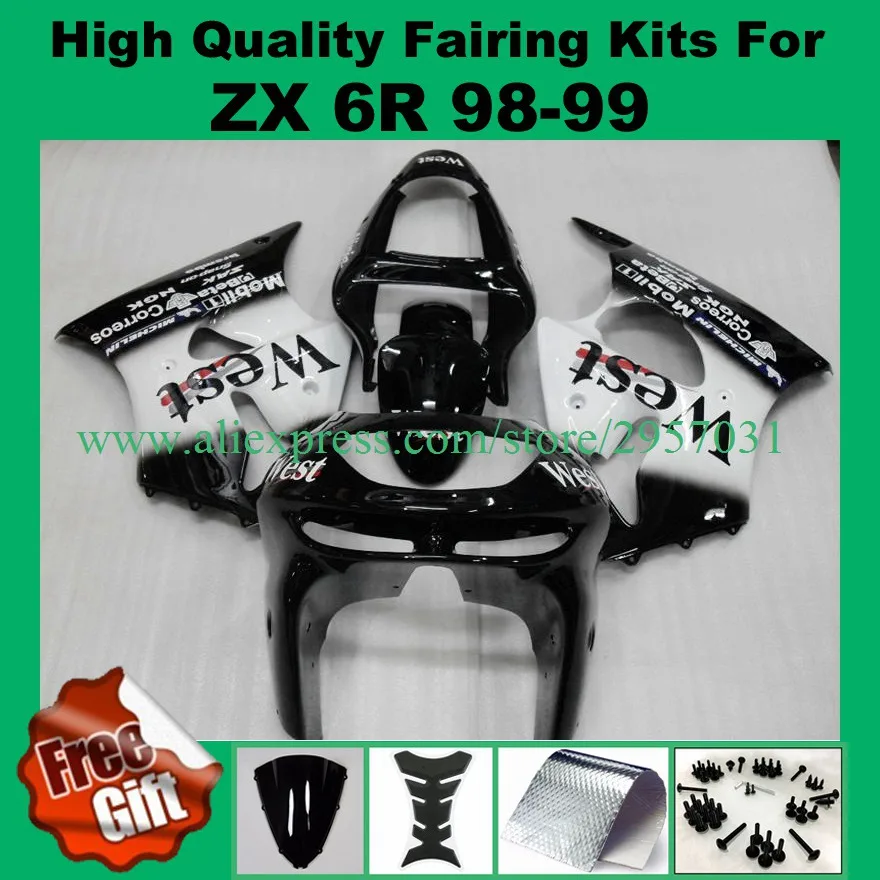 9 подарки+ обтекатель комплект для KAWASAKI Ninja 636 ZX-6R ZX 6R 1998 1999 ZX6R 98 99 Обтекатели на кузов синий цвета: зеленый, черный белый