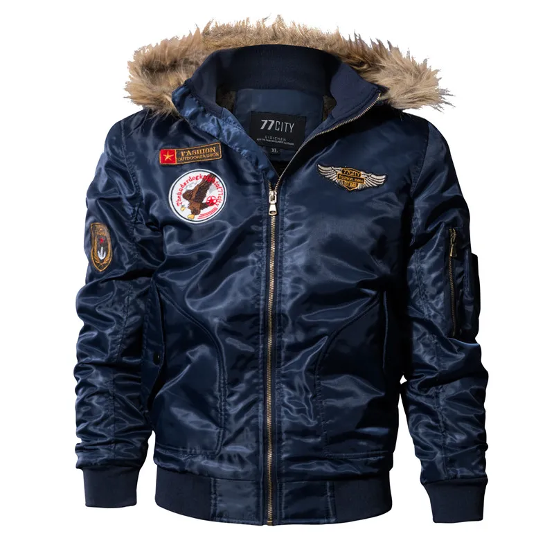 Зимняя куртка-бомбер в стиле милитари, мужская верхняя одежда, воздушные силы, парки, пальто, тактические куртки, Мужская ветровка, куртка-пилот, Jaqueta Masculina - Цвет: Тёмно-синий