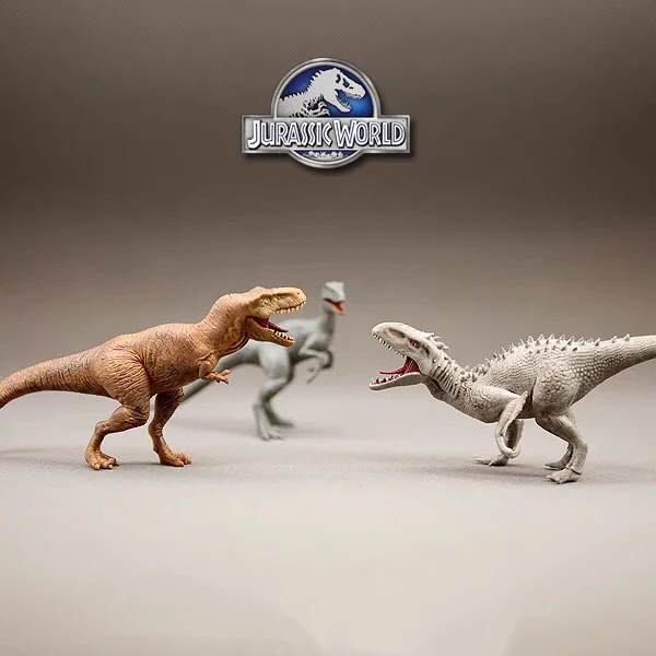 3pcs Pack Jurassic World Dinosaur Action Figure Tyrannosaurus Rex Velociraptor Indominus Rex I-Rex Toy Dolls Gift for Kids Fans oenux prehistoric jurassic tyrannosaurus rex spinosaurus t rex dinossauro world model savage dinosaurs action figure toy for kid