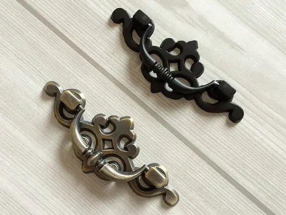 2.5" drop bail dresser pull drawer pulls handles black antique