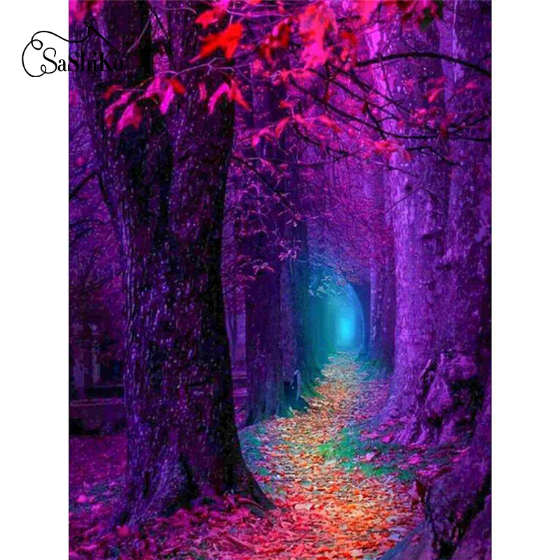 

Sashiko 100% Full Square Drill DIY 5D Diamond Painting Purple Trail Stitch Diamond Embroidery Patterns Home Decoration