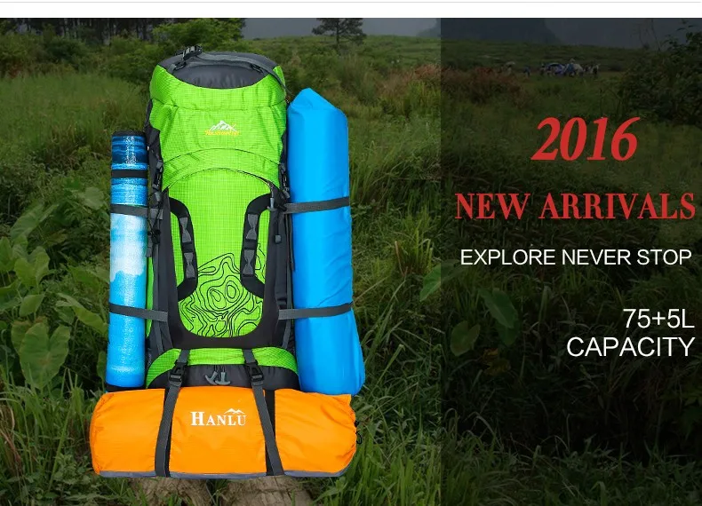 80L Outdoor Backpack Unisex Large Professional Mountaineering Backpack Waterproof Nylon Bags Climbing Hiking Camping Rucksack