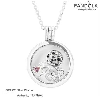 

Medium Floating Locket Pendants Necklaces with 3 Small Petites 925 Sterling Silver Necklace Women Fashion Jewelry collares