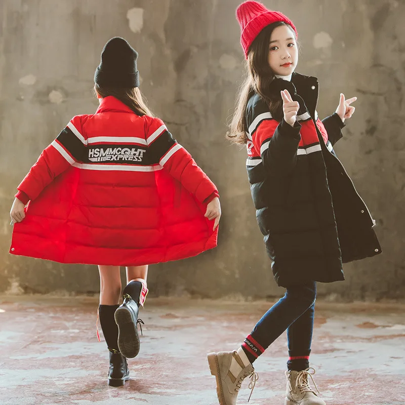 

Kids overcoat with hood Girls winter coat Turtleneck long parkas Thicken warmed hooded outerwear Girl winter clothing