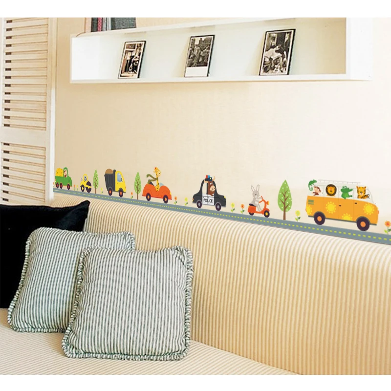 Cartoon Car wall stickers for kids rooms Children boys gift Nursey