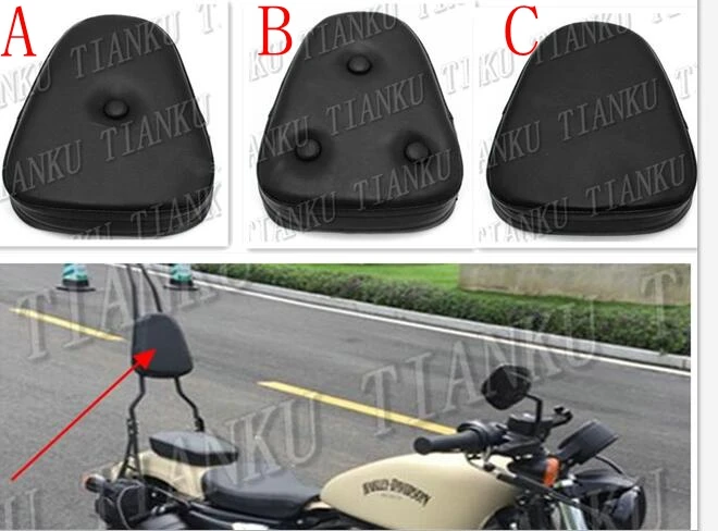 

New Black Leather Backrest Cushion Pad For Sportster XL883 1200 48 72 Dyna Wide Glide Softail FLST FLT FLHT