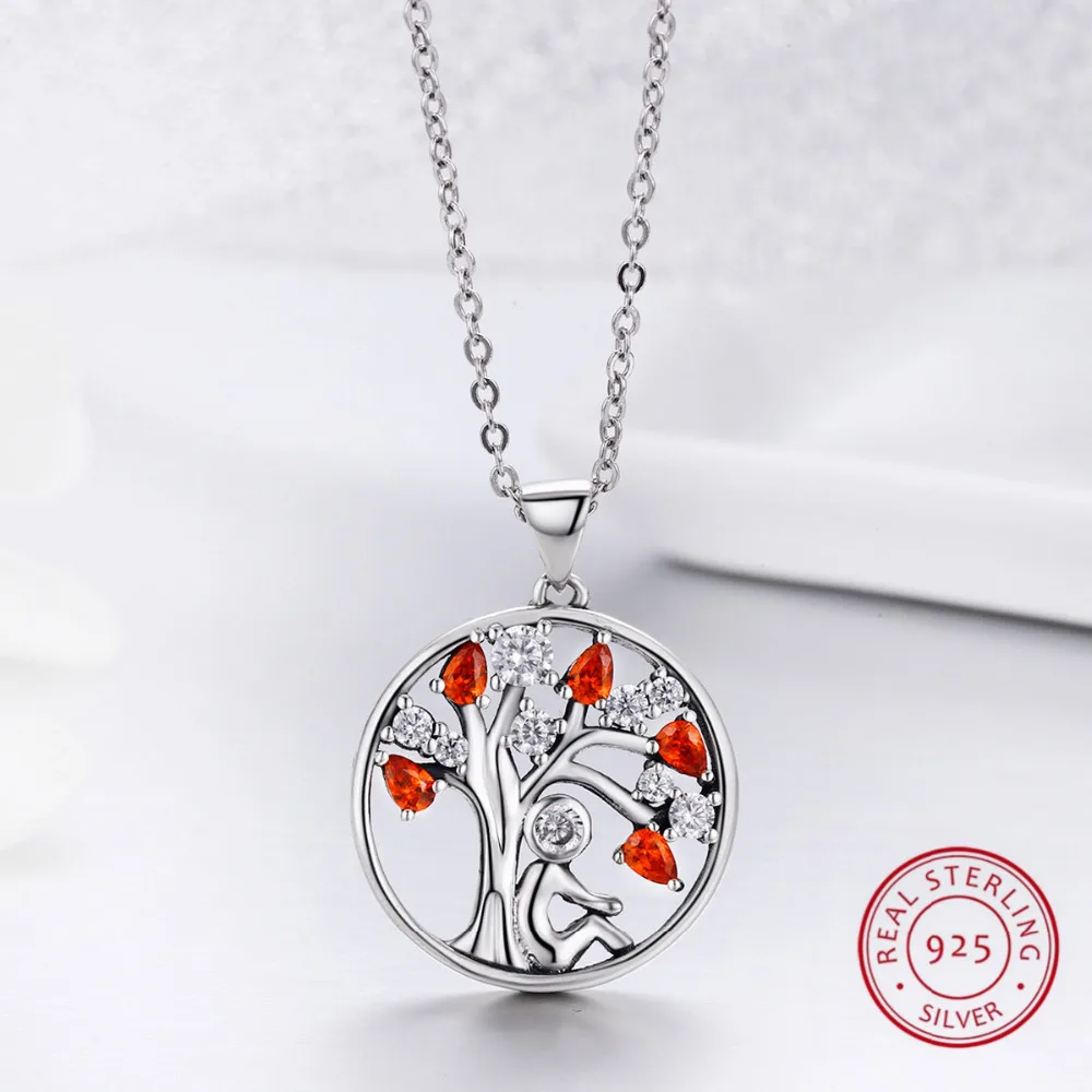 

Wedding Jewelry Luxury 100% Original 925 Sterling Silver Exquisite Tree of Life Zircon Pendants Necklace for Women Fine Jewelry