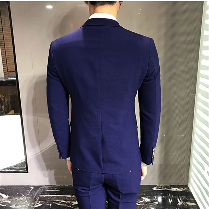 LEFT-ROM-Blue-Men-s-Suits-Jackets-Vests-Suit-Pants-S-M-L-3XL-Fashion-Business