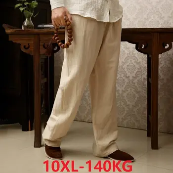 

summer autumn linen cotton men vintage pants plus big size 7XL 8XL large 9XL 10XL 12XL 52 54 56 chinese japan style long pants