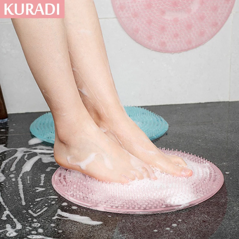 

Shower Silicone Lazy Wash Foot Bath Back Massage Cushion Feet Wash Cleaning Care Brush Bathroom Non-slip Suction Cup Mat Tools