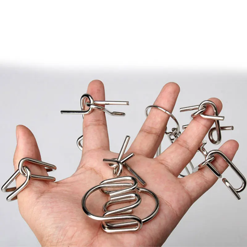 Magic Tricks 7 Pcs/ Set IQ Test Mind Game Baby Toys Brain Teaser Metal Wire Puzzles Magic Trick Magia Toys for Children Baby Toy