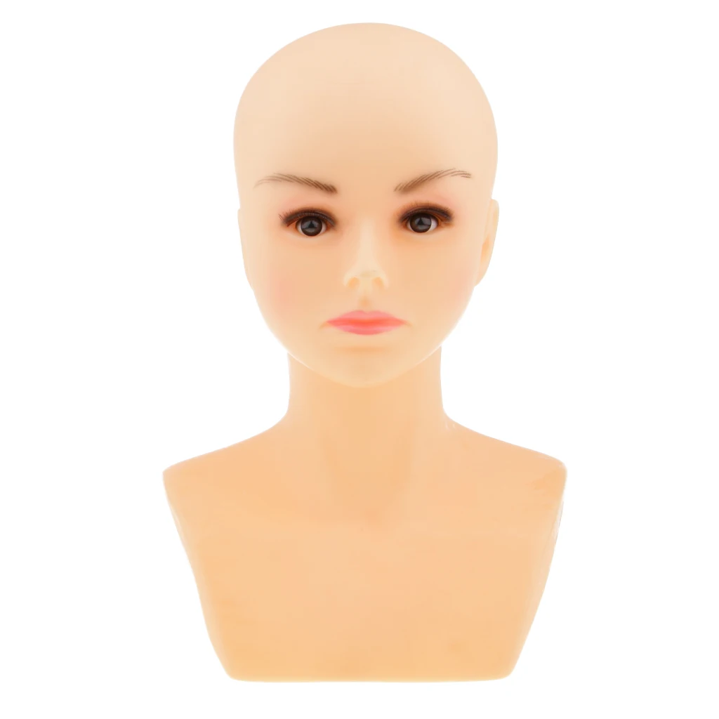 Free Standing Display Female Mannequin Head with Bust for Hair Wigs Salon, Retail Stores