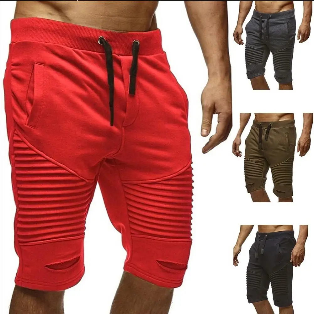 Yfashion модные Для мужчин s шорты летние простые Повседневное Мужские дышащие шорты со шнурком шорты мужские Ruched отверстие одежда в уличном