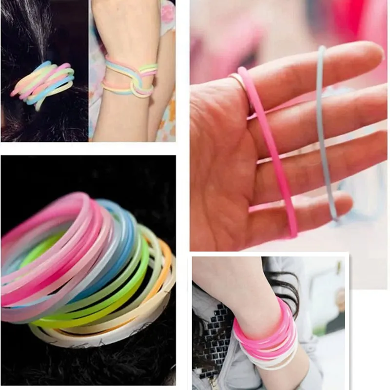 SET of 18 PINK GUMMY BRACELETS Shag bands bangle wristbands gummies girls womens