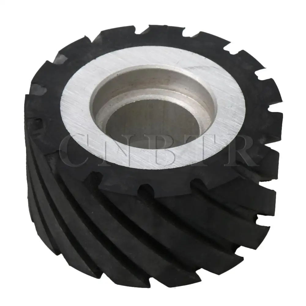 

CNBTR 10x5cm Belt Grinder Rubber Wheel Serrated Rubber Contact Wheel 6204 Bearing Belt Grinder Wheel