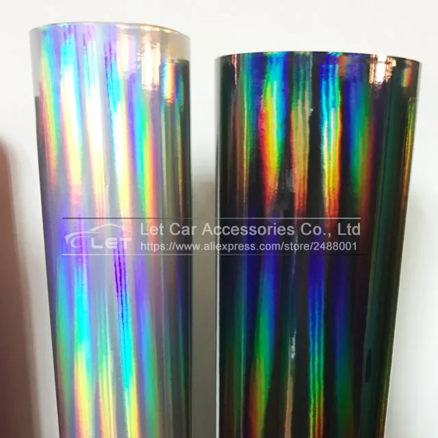 

The newest Silver black Holographic laser Chrome Vinyl Holo Film Laser Plating Car Wrap Sticker Sheet With Air Bubble Free