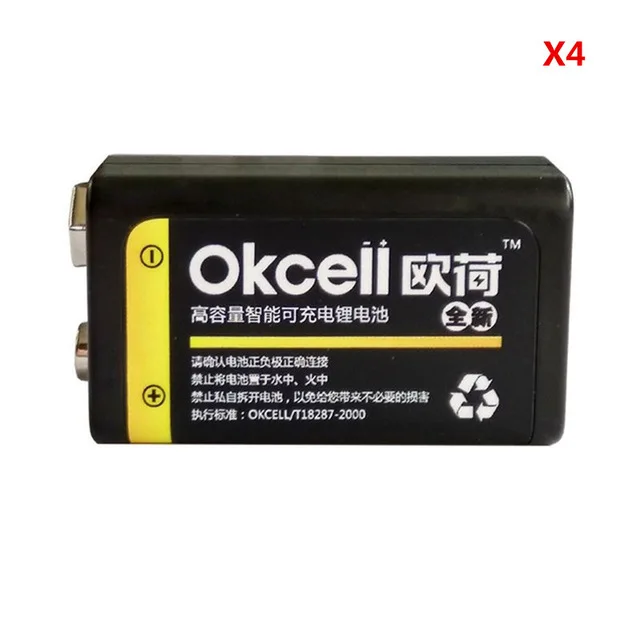 OKCELL 9V перезаряжаемая батарея 800mAh USB портативная OKcell микро USB батареи для радиоуправляемого вертолета модель микрофона Bateria - Цвет: 4 pcs