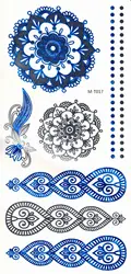 3 листов flash tattoos12designs для выбрать 21x15 см синий металлик татуировки Временные Для женщин Новый год P Книги по искусству Y Средства ухода за