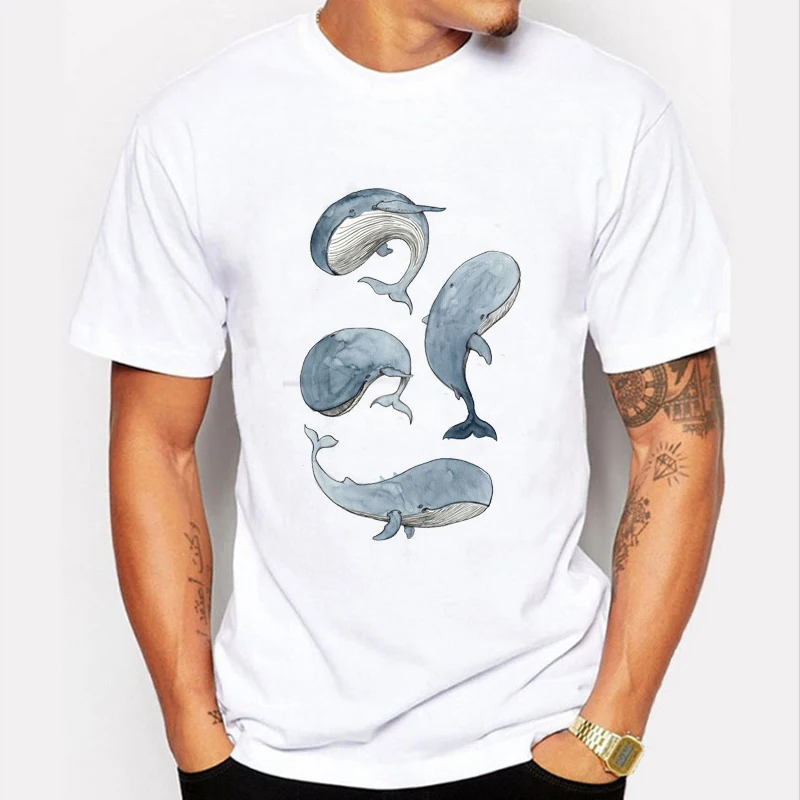 2017 Fashion Shark Print Mens T-shirts Original Whale Design T-shirts Men High Quality Casual Short Sleeve Hipster Tops Tshirt 2017 Fashion Shark Print Mens T-shirts Original Whale Design T-shirts Men High Quality Casual Short Sleeve Hipster Tops Tshirt