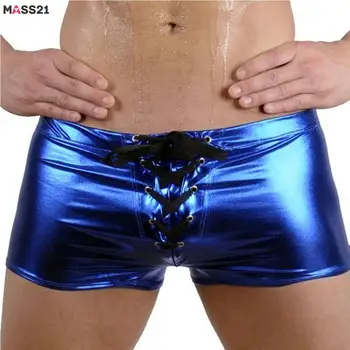 

MASS21 Faux Leather Mens Underwear Boxers Fashion Bandage Homme Boxershorts Men Boxers Sexy Male Underpants
