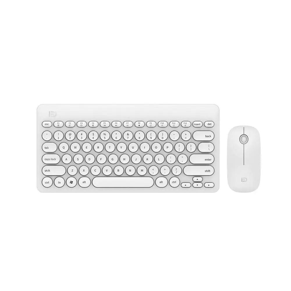 Беспроводная клавиатура и мышь 2,4 ГГц мини клавиатура мышь комбо для ноутбука компьютер мода милый розовый клавиатура ультра тонкий портативный - Цвет: Белый