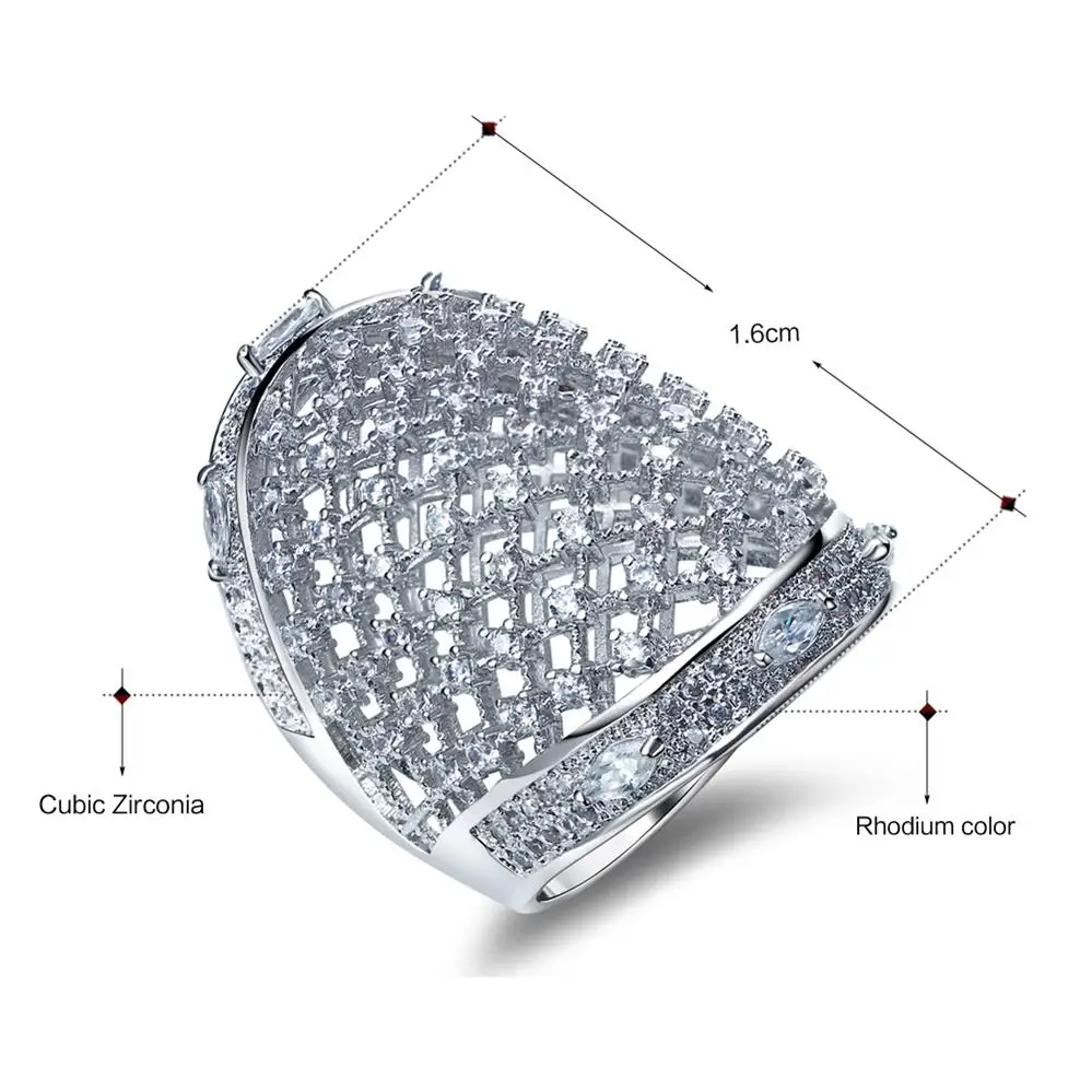 Dreamcarnival 1989 Designer New Hollow Out Rings for Women Rhodium Gold Color Engagement Wedding Jewelries Anel Feminino DC1989