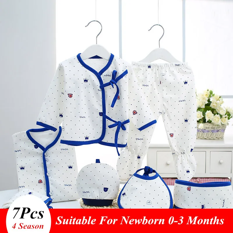

7Pcs/Set Newborn Gift Box Clothes Set 100% Cotton Soft Baby Boys Girls 0-3Months Underwear Pajamas Set Dwq223