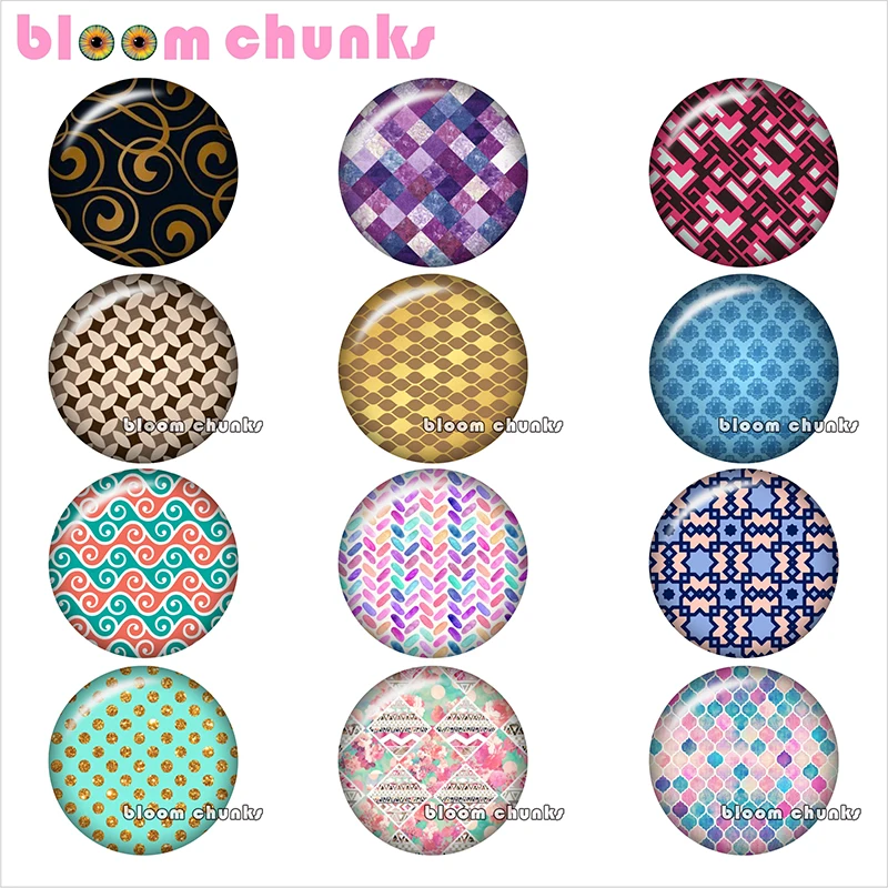 

dots zigzag wave Pretty Retro pattern Round photo glass cabochon demo flat back Making findings 12mm/18mm/20mm/25mm TL1039