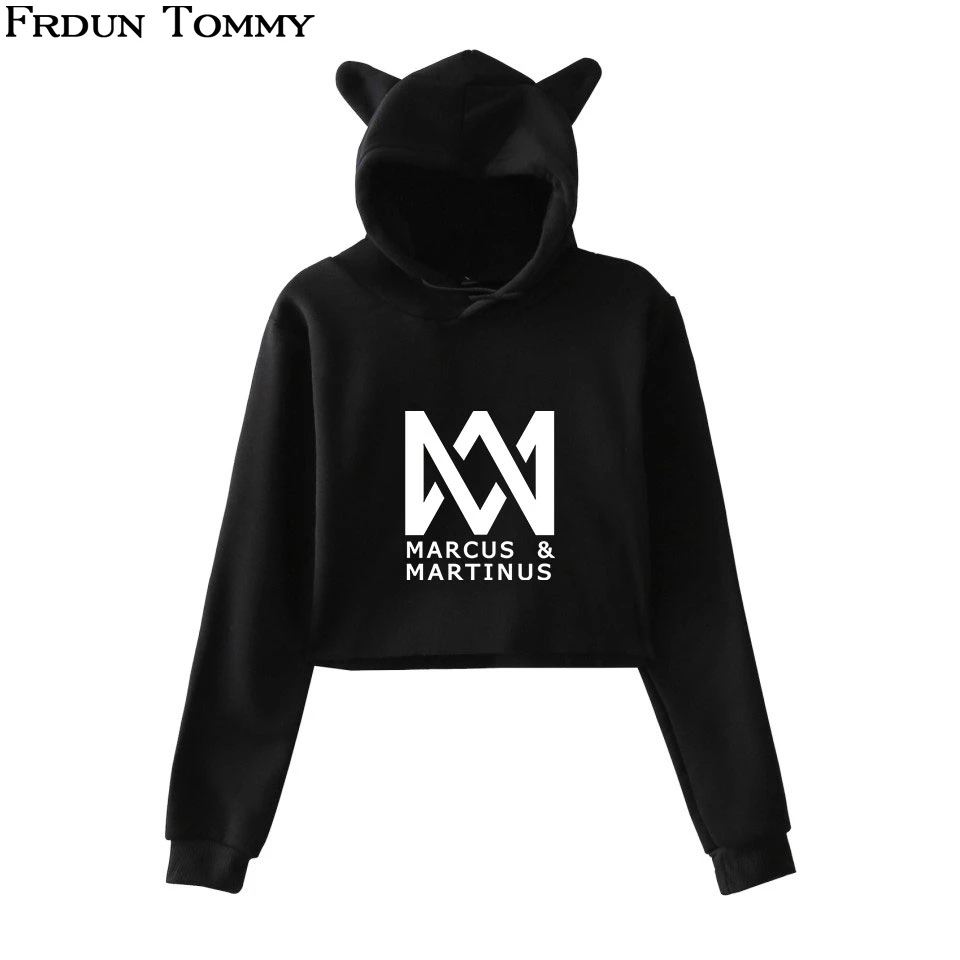 

Frdun Tommy Marcus & Martinus Cat Ear Hoodies Sweatshirt Cuit Kpop Geometric Pattern Casual Women Autumn Soft Sweatshirt