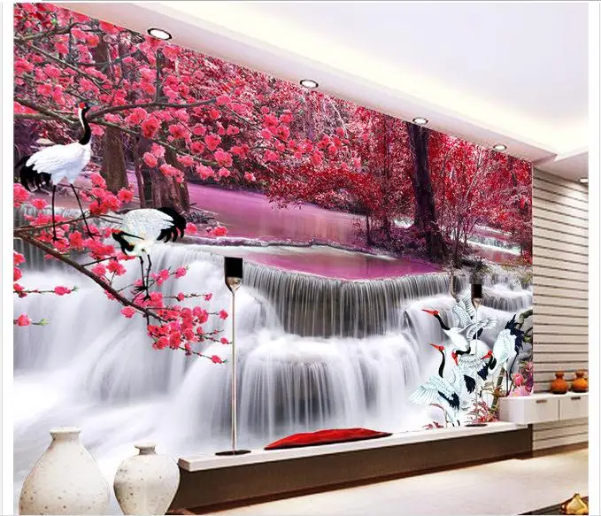 

Custom photo wallpaper 3d wall mural wallpaper Idyllic landscape waterfall woods TV background wall papers for living room decor