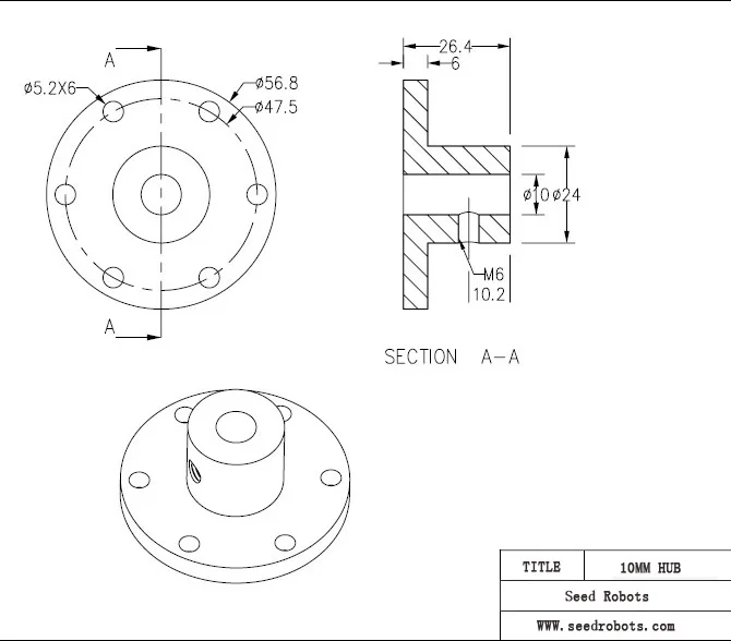 Вал двигателя UniHobby UH18009 10 мм механический вал втулка для колес Omni|motor shaft|mecanum wheelomni