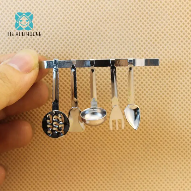 

Dolls House Accessories 1/12 Toys Doll House Miniature Mini Kitchen Set Rack Spoon Utensil