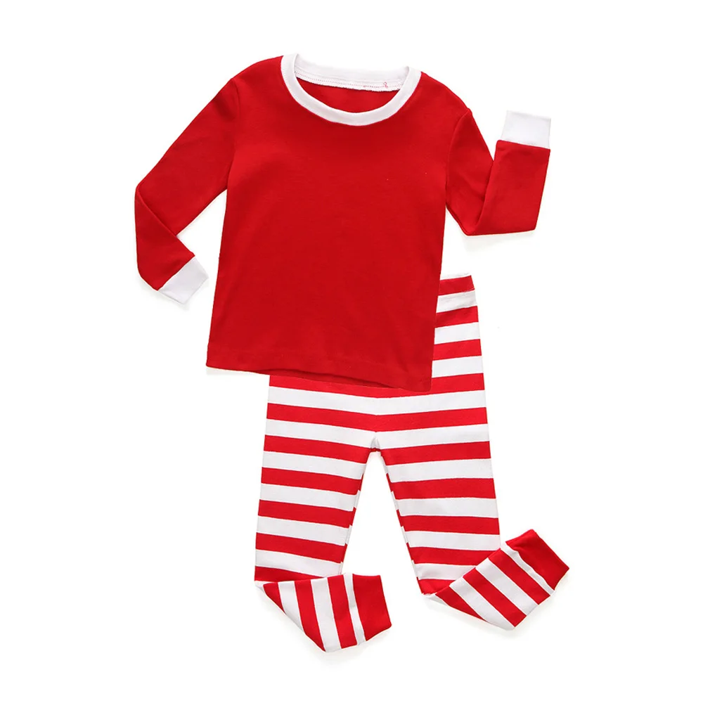 TINOLULING для маленьких мальчиков и девочек черно-белую полоску пижамные комплекты детская одежда для сна детская Рождественская красно-белую полоску пижамы От 1 до 8 лет - Цвет: PB03