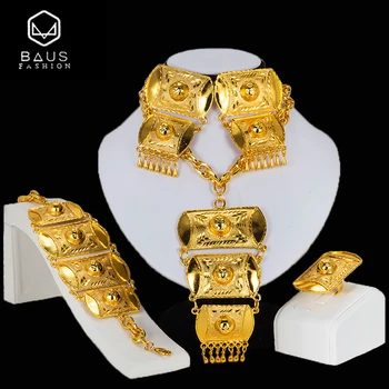 

BAUS Dubai jewelry sets Nigerian wedding big necklace Pendant earrings African Beads Jewelry Set Fashion Bridal jewelry sets